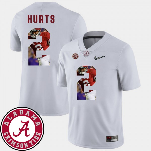 Men's Alabama Crimson Tide Pictorial Fashion White Jalen Hurts #2 Football Jersey 341727-386